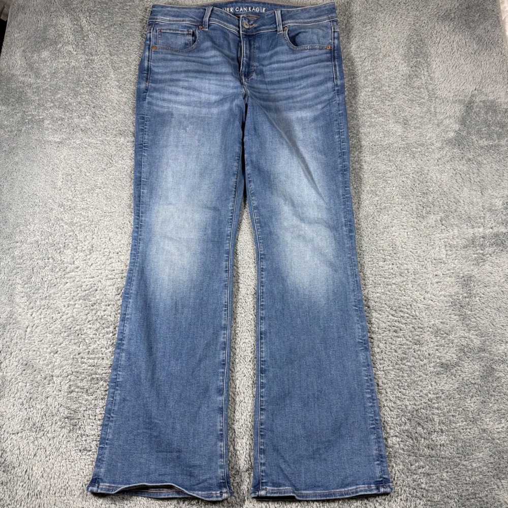American Eagle Kick Boot Jeans Women 14x31 Blue Medium Wash Stretch Denim Regula